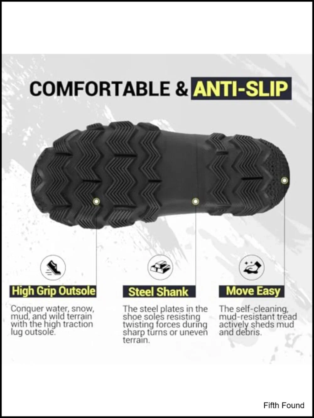 Men's Waterproof Ankle Rain Boots Neoprene Insulated Non Slip Garden Work Boots